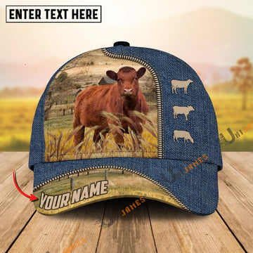 Uni Red Angus Farm Jeans Pattern Customized Name Cap