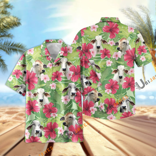 Uni Brahman Green Summer Hawaiian Shirt