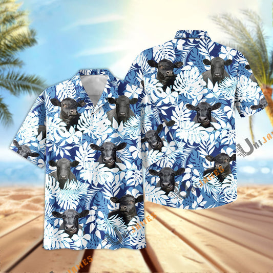 Unique Black Angus Blue Summer Pattern Hawaiian Shirt