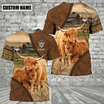 Uni Highland Barn Farm Customized Name 3D T-Shirt
