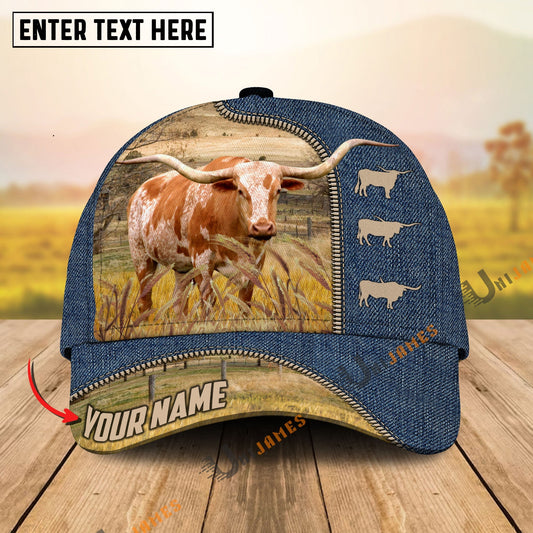 Uni Texas Longhorn Farm Jeans Pattern Customized Name Cap
