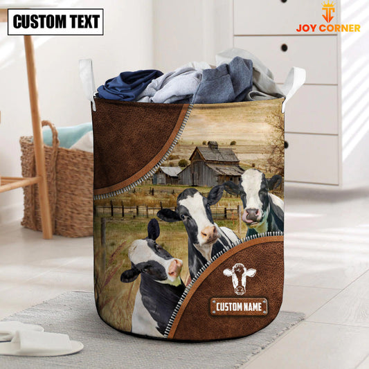 Uni Holstein Cow Custom Name Laundry Basket