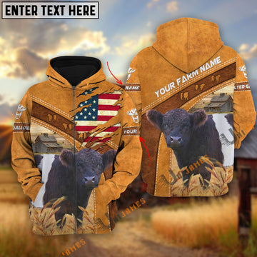 Uni Personalized Name 3D Belted Galloway Flag Hoodie
