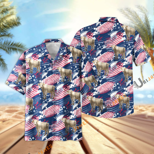 Uni Charolais Flag Navy Hawaiian Shirt