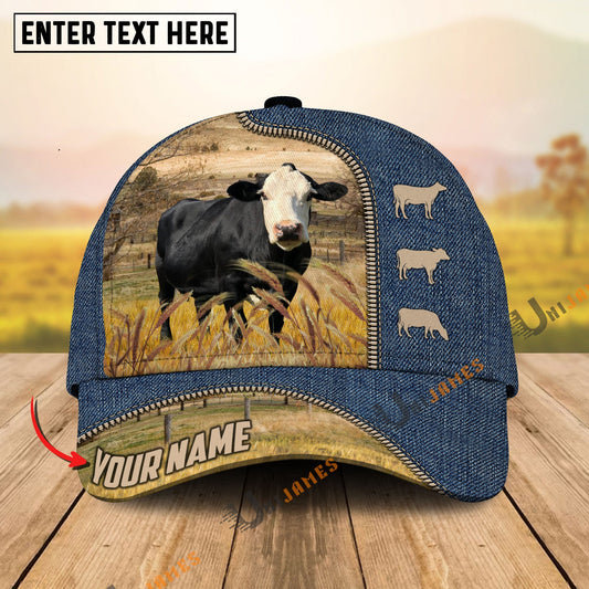 Uni Black Baldy Farm Jeans Pattern Customized Name Cap