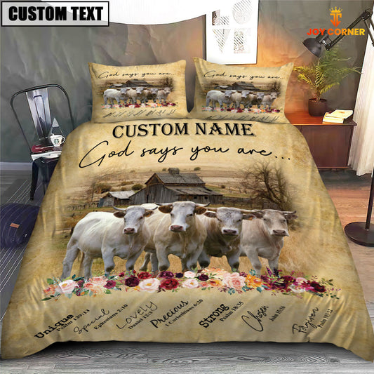 Uni Charolais God Says You Are Custom Name Bedding Set