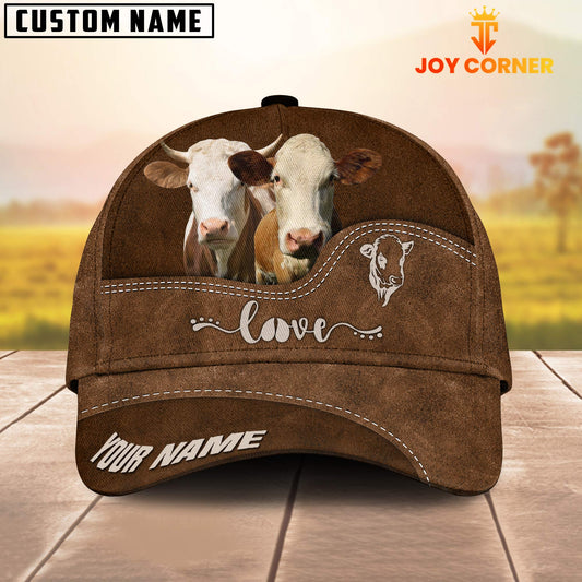 Uni Simmental Love Leather Pattern Customized Name Cap