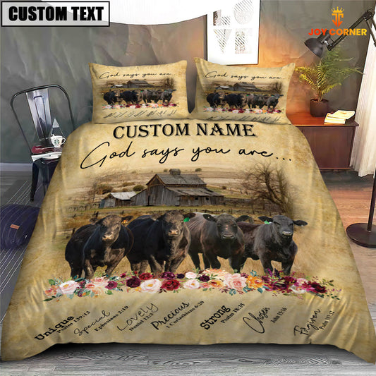Uni Black Angus God Says You Are Custom Name Bedding Set