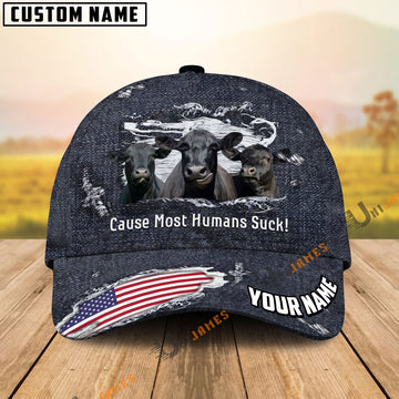 Uni Black Angus US Flag Dark Jean Pattern Customized Name Cap