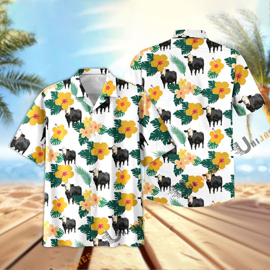 Uni Black Baldy Summer Flamigo Flower Hawaiian Shirt