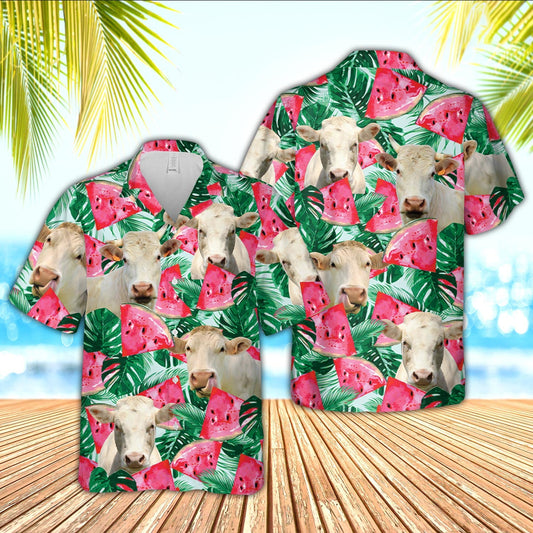 Unique Charolais Watermelon 3D Hawaiian Shirt