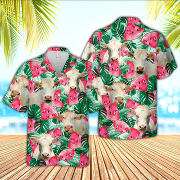 Unique Charolais Watermelon 3D Hawaiian Shirt