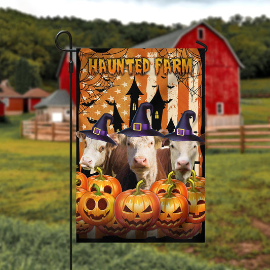 Uni Hereford Cattle Haunted Farm Halloween Flag