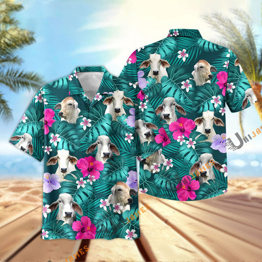 Uni Brahman Green Flowers Summer Pattern Hawaiian Shirt
