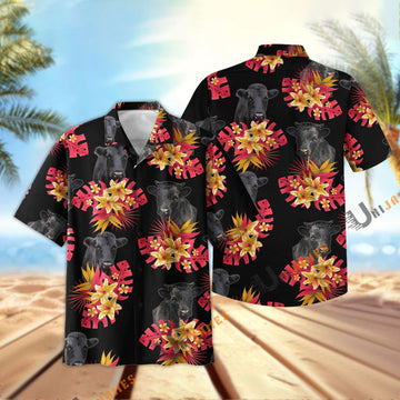 Unique Dexter Black Red Flowers Pattern Hawaiian Shirt