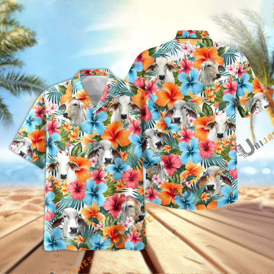 Uni Brahman Blue Colorful Summer Pattern Hawaiian Shirt