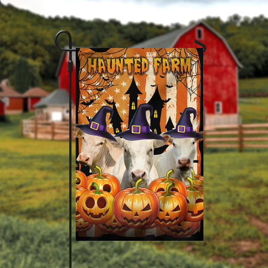 Uni Charolais Cattle Haunted Farm Halloween Flag