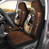 Uni Shorthorn Personalized Name Leather Pattern Car Seat Covers Universal Fit (2Pcs)