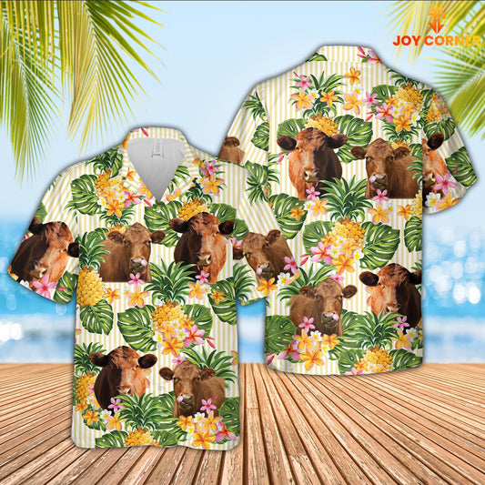 Uni Red Angus Pineapple Pattern Hawaiian Shirt