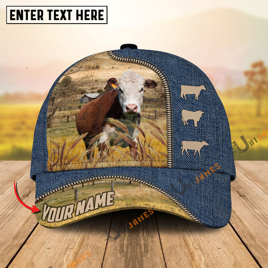Uni Hereford Farm Jeans Pattern Customized Name Cap