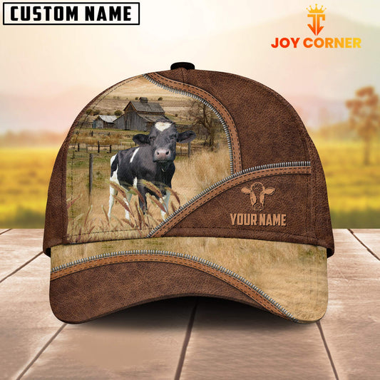 Uni Holstein Zipper Leather Pattern Customized Name Cap