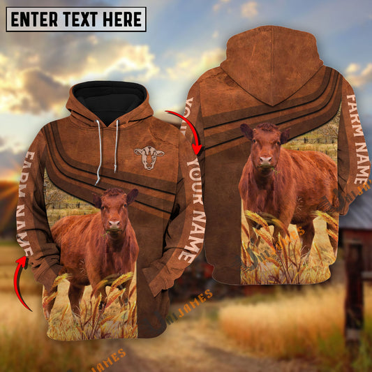 Uni Red Angus Cross Line Personalized Name, Farm Name 3D Hoodie