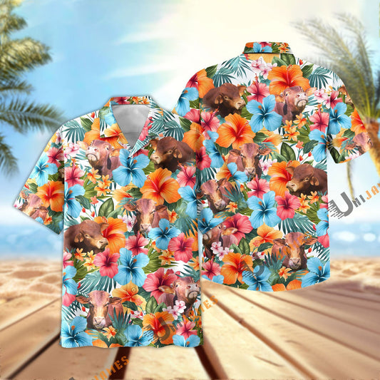 Uni Beefmaster Blue Colorful Summer Pattern Hawaiian Shirt