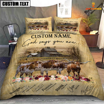 Uni Texas Longhorn God Says You Are Custom Name Bedding Set