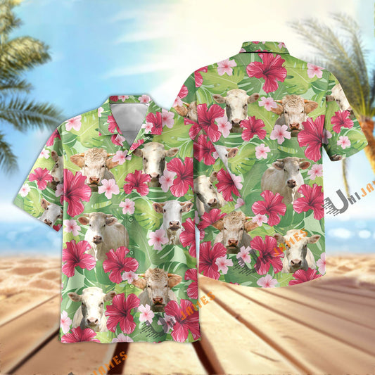 Uni Charolais Green Summer Hawaiian Shirt