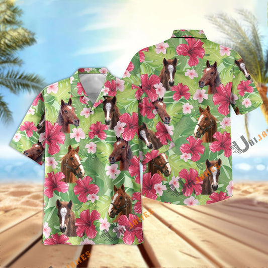 Uni Horse Green Summer Hawaiian Shirt