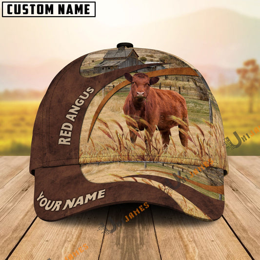 Uni Red Angus Brown Premium Customized Name Cap