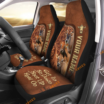 Uni Jersey Personalized Name Farming Life Leather Pattern Car Seat Covers Universal Fit (2Pcs)