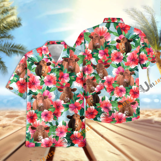 Uni Red Angus Garish Floral Hawaiian Shirt