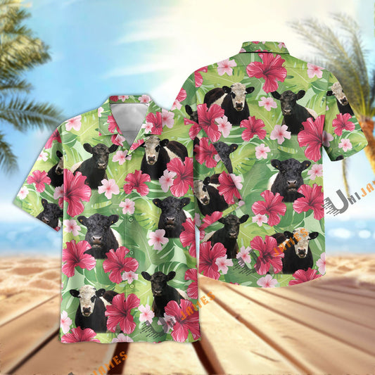 Uni Belted Galloway Green Summer Hawaiian Shirt