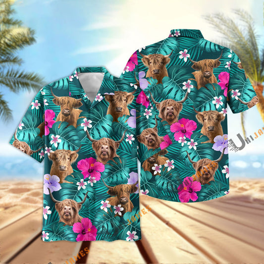 Uni Highland Green Flowers Summer Pattern Hawaiian Shirt
