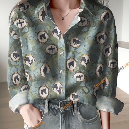 Unique Horse Equestrian Silhouette Frames Print Casual Long Sleeve Comfortable Shirt