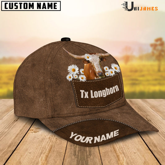 Uni Texas Longhorn Daisy Flowers Brown Customized Name Cap