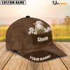 Uni Sheep Daisy Flowers Brown Customized Name Cap