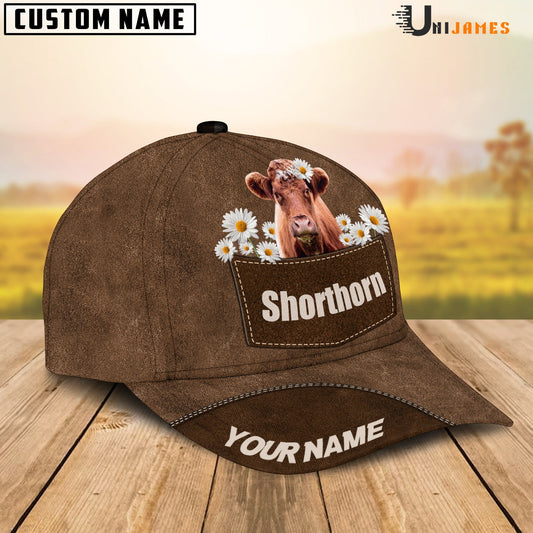 Uni Shorthorn Daisy Flowers Brown Customized Name Cap