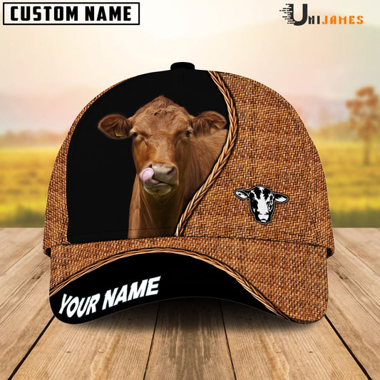Uni Red Angus Rattan Pattern Customized Name Cap