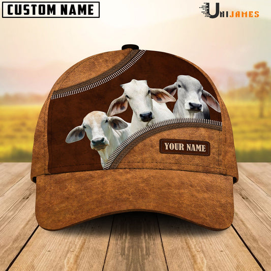 Uni Brahman Happiness Leather Pattern Customized Name Cap