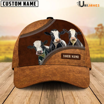 Uni Holstein Happiness Leather Pattern Customized Name Cap