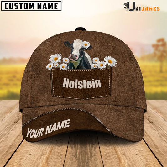 Uni Holstein Daisy Flowers Brown Customized Name Cap