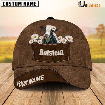 Uni Holstein Daisy Flowers Brown Customized Name Cap