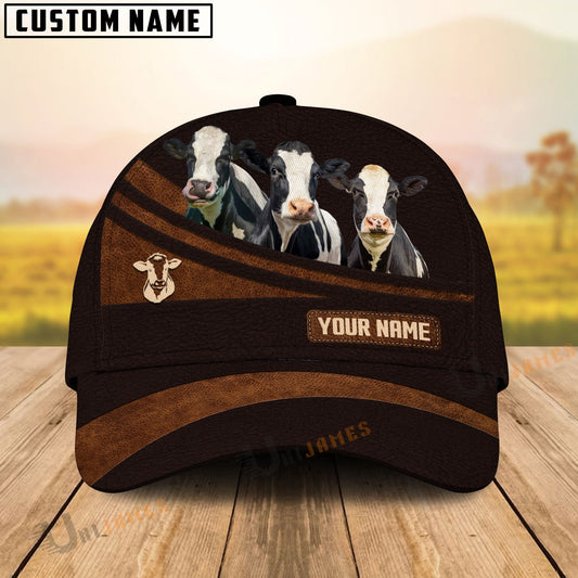 Uni Holstein Farm Leather Pattern Customized Name Cap