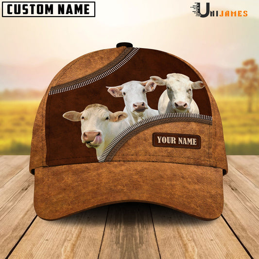 Uni Charolais Happiness Leather Pattern Customized Name Cap
