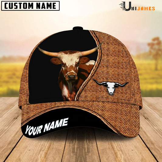 Uni Texas Longhorn Rattan Pattern Customized Name Cap