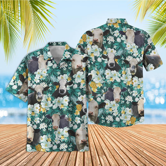 Unique Black Baldy Floral Blue Summer 3D Hawaiian Shirt