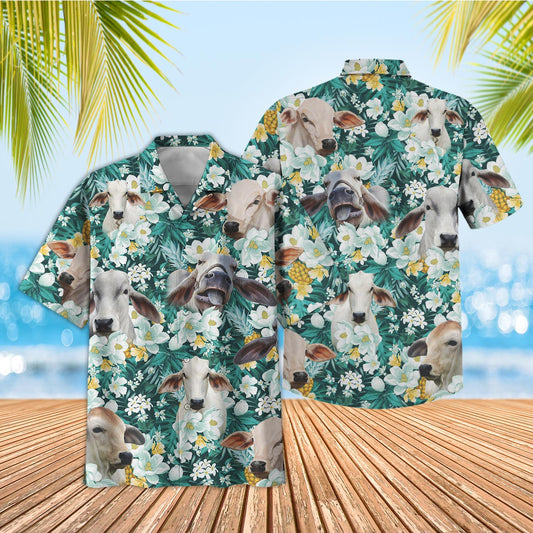 Unique Brahman Floral Blue Summer 3D Hawaiian Shirt