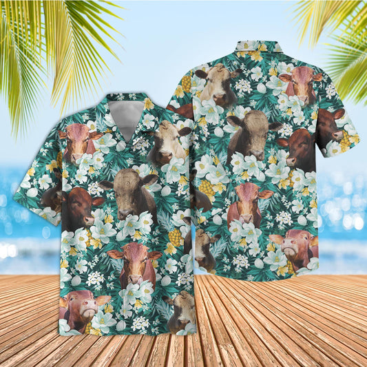 Unique Beefmaster Floral Blue Summer 3D Hawaiian Shirt